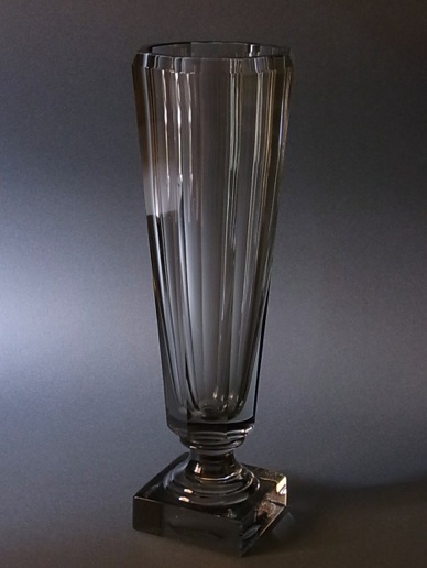 透明スモーククリスタルハンドカットアールデコ花器