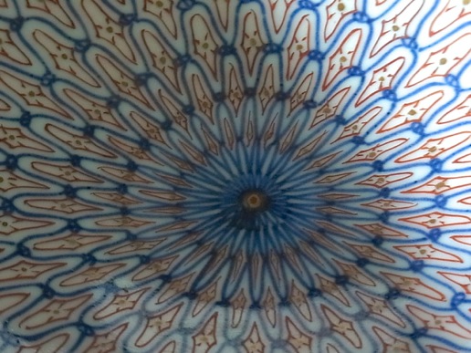 色絵網文蓋付鉢