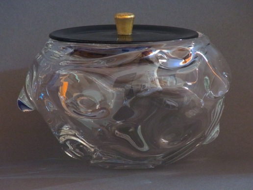 透明ガラス水指（蓋：瑠璃ガラス）