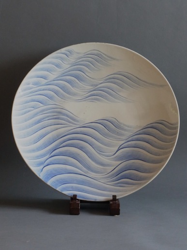 伊万里染付波文大皿